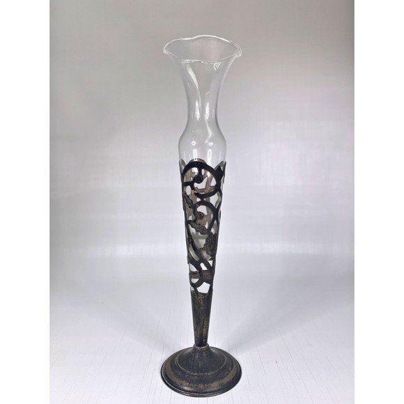 Accents Vintage Sterling Silver Filigree Bud Vase With Glass Flute